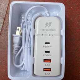 Ổ cắm sạc 66w kèm 4 cổng cho điện thȯại di động với nhiều tính năng thông minh có cáp, bộ sạc & bộ điều hợp 3