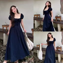 Đầm thời trang nữ cổ vuông phối ren tay ngắn phồng có mút, váy xòe duyên dáng xinh xắn cho nàng đi chơi đi tiệc 1