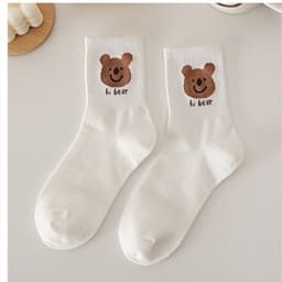 Set 10 đôi tất trắng gấu thỏ cute cổ trung, vải mềm co giãn, mang êm chân cho nữ 7