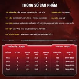 Cần câu tay vương quyền thế hệ 2 bản cá mập ngọn 1.4mm phân bổ lực 28.19i hàng chính hãng 2