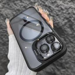 Ốp điện thȯại Trong Suốt Có Giá Đỡ Kim Loại Từ Tính cho iPhone 16 11 12 13 14 15 16 pro max plus 3