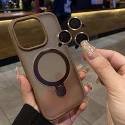 Trọng Mờ Từ Đứng Ốp Lưng Có Bảo Vệ Ống Kính Máy Ảnh Cho iPhone 16 15 14 Plus 13 12 11 Pro Max ốp iphone 6
