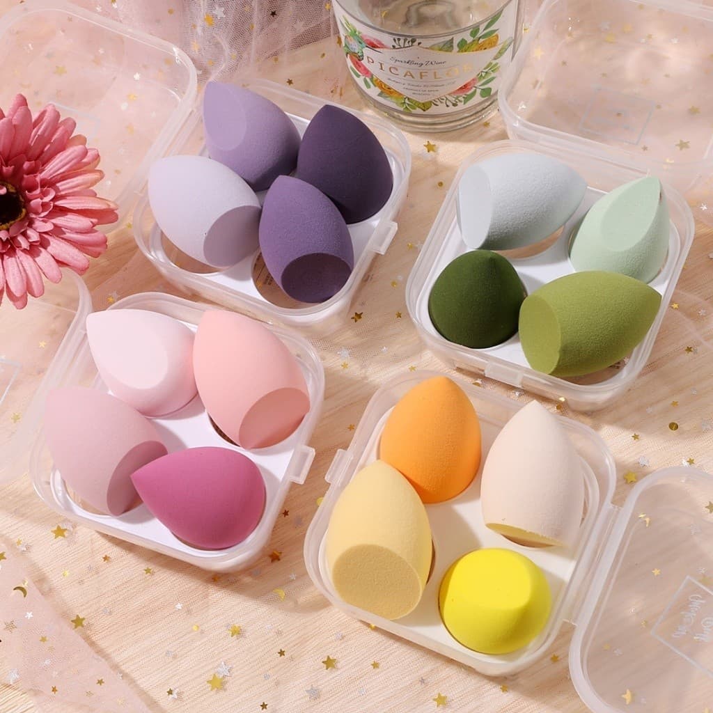 Combo  mút trang điểm hình giọt nước tán đều 360 độ - Mút tán kem nền mang du lịch tiện dụng nlst2