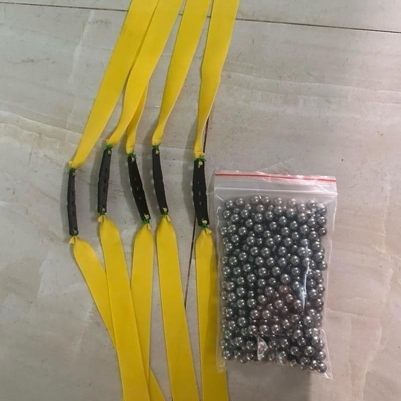 Combo 1kg bi+ 5 dây thun cao su kháng lực buộc sẵn da dài 15cm. Bi có nhiều loại 6.35mm, 7mm, 8mm