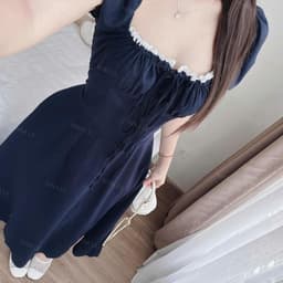 Đầm thời trang nữ cổ vuông phối ren tay ngắn phồng có mút, váy xòe duyên dáng xinh xắn cho nàng đi chơi đi tiệc 6