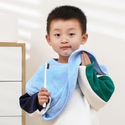 Khăn Choàng Đánh Răng Trẻ Em | Chống Ướt, Vải Lông Microfiber Siêu Mềm, Nút Bấm Cố Định 3