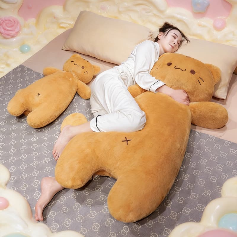 Gấu Bông Gối Ôm Dài Mèo Nâu Dễ Thương Kitty Dành Cho Trẻ Em & Người Lớn - êm ái, phong cách sang trọng