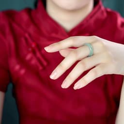 Tự Nhiên Myanmar Ngọc Nhẫn Vuông Đơn Giản Jadeite Nhẫn Ác Warding Đuôi Nhẫn Cặp Đôi Trang Sức 5