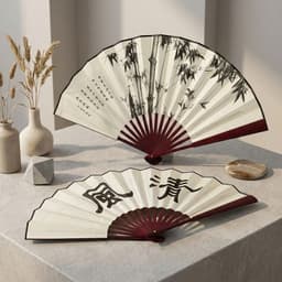 Quạt xếp TRÚC THẨM THANH THU nan 31cm HỆ THỐNG TỰ CỨU CỦA NHÂN VẬT PHẢN DIỆN phụ kiện cosplay chụp ảnh 2
