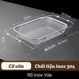 Rổ Rửa Rau Củ Quả Bằng Thép Không Rỉ, Có Thể Thu Gọn Và Kéo Dãn, Giá Úp Chén Đĩa Ráo Nước Nhà Bếp Tiện Rụng Cho Bồn Rửa 4
