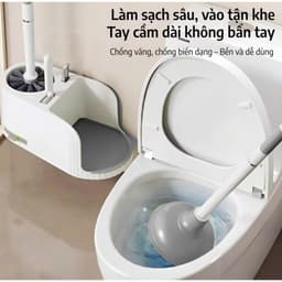 Bộ Cọ Vệ Sinh 5 Trong 1 Treo Tường, Có Đế Thoát Nước, Dụng Cụ Vệ Sinh Nhà Tắm Đa Năng 3