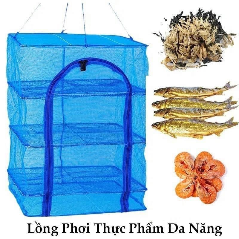Lồng Lưới Phơi Đa Năng, Phơi khô thược phẩm, phơi cá khô chống côn trùng treo 4 tầng để phơi cá khô có thể xếp gấp gọn,