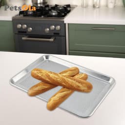 PETSOLA Thương Mại Nhôm Pizza Chảo Đục Lỗ Tấm Nướng Bánh Chống Dính Hình Chữ Nhật Khay Bánh Mì Lò Nướng Bộ Dụng Cụ Nướng Bánh 2