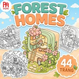 Bộ 44 Trang Tranh Tô Màu Forest Homes - Tranh Tô Màu Thư Giãn Giảm Stress Cho Người Lớn - POMI 1