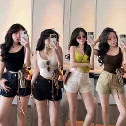 Quần Short Jean Nữ CHEZIHOUSE Vải Jean Mềm Qc Lưng Cao Tôn Dáng #8601-04 4 màu siêu đẹp 1
