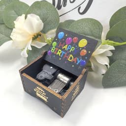Hộp Nhạc Gỗ Mini in hình HAPPY BIRTHDAY 4 màu ĐỎ ĐEN HỒNG VÀNG - Music Box quà tặng trang trí xinh xắn ý nghĩa 3