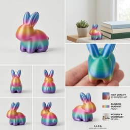 In 3D Bunny Để Bàn Trang Trí Sáng Tạo Máy Tính Đồng Hành Tinh Tế Để Bàn Trang Trí Lưu Niệm 4