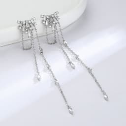 (1 chiếc) Khuyên tai hạt đá rơi suối tiên phụ kiện trang sức nữ sang chảnh 5