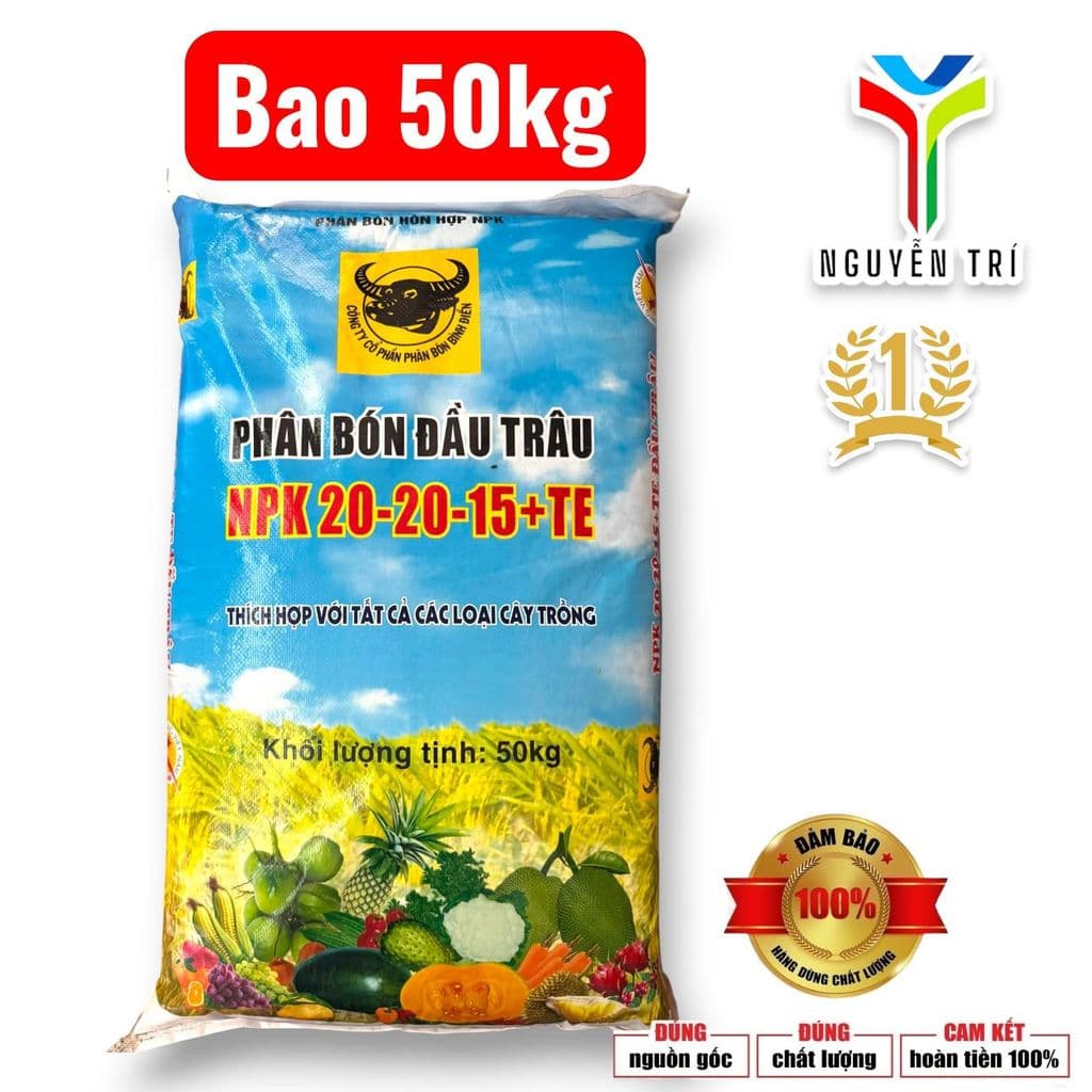 NPK Đầu Trâu 20-20-15+TE Bình Điền (Bao 50kg) - Dinh Dưỡng Cao Cấp Cho Mọi Loại Cây Trồng