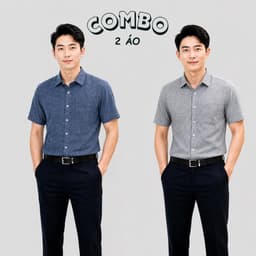 Áo Nam Áo sơ mi nam LINEN XÔ tay ngắn trung niên combo nhiều màu mã 001 chất cotton 7