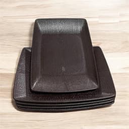 Đĩa nhựa chữ nhật Vân gỗ hàng cao cấp Việt Nhật 4 size,đĩa nhựa phíp Melamine cho nhà hàng, quán lẩu, nướng 1