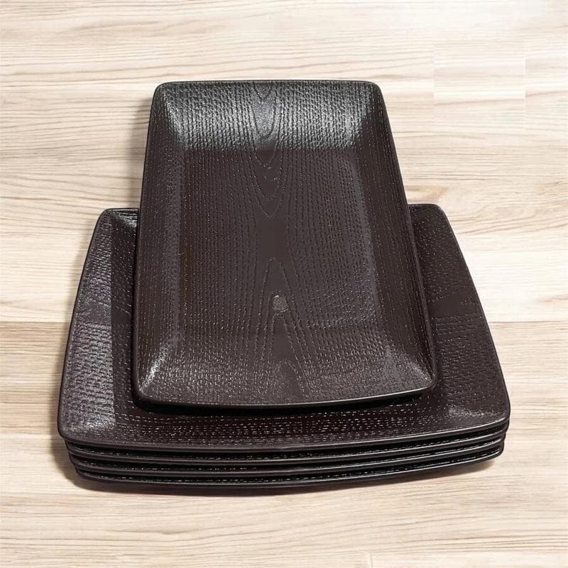 Đĩa nhựa chữ nhật Vân gỗ hàng cao cấp Việt Nhật 4 size,đĩa nhựa phíp Melamine cho nhà hàng, quán lẩu, nướng