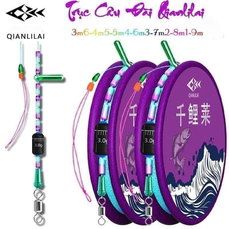 Trục câu cá, trục buộc sẵn trục tím, có đầu dây PE in - ĐỒ câu giá rẻ 88