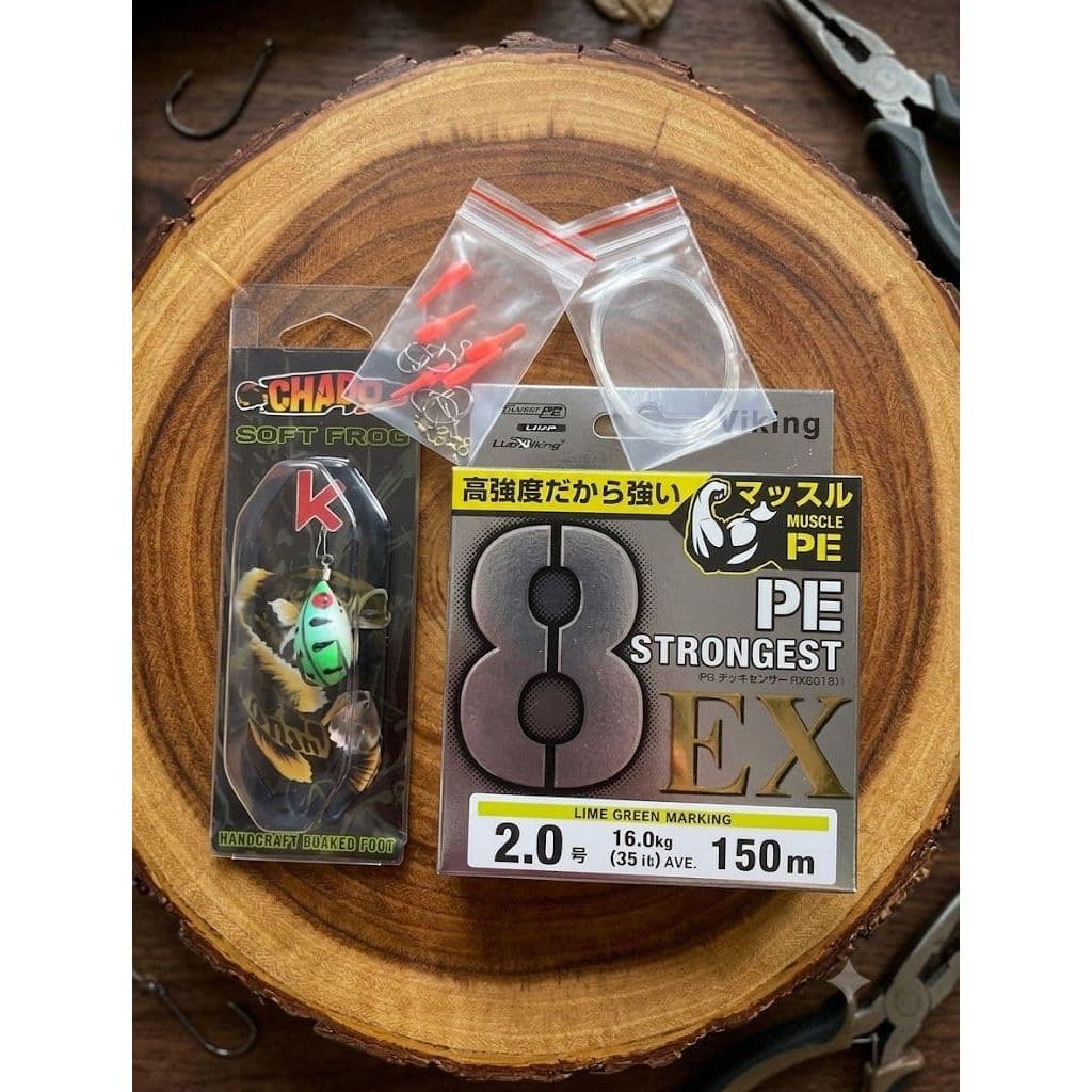 (tặng Leader)Dây Lure PE ViKing X8 StrongGest 150m +chado H1, chụp chì, khóa snap. tặng kèm Leader-Kho đồ câu lure