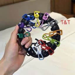 Cuộn Dây Phơi Đồ Du Lịch Co Giãn 1.8–3.5m, 12 Kẹp Chống Gió, Móc Carabiner Treo Quần Áo Tiện Lợi <trthieu> 1