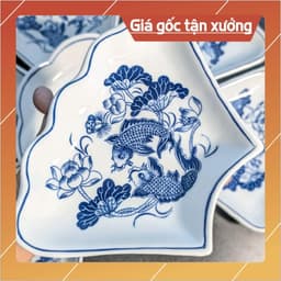 [ Bát Tràng ]Bộ Bát Đĩa Mặt Trời Hoạ Tiết Cá Chép  Cúng Gia Tiên 4