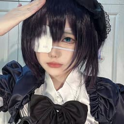 Băng che mắt bông trắng đen phong cách manga Nhật Bản phụ kiện cosplay cá tính 8