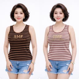 Áo Mùa Hè (COM BO) 2 Áo Thun Nữ Trung Niên Tank Top Cotton 97% ĐÍNH ĐÁ 5