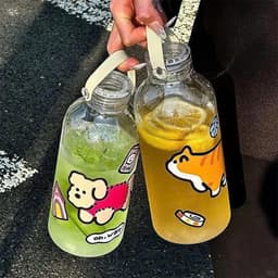 Bình Đựng Dung Tích 1000ml Nước Dễ Thương, Bình Đựng Nước Mùa Hè Có Kèm STIKER Động Vật Dễ Thương 7