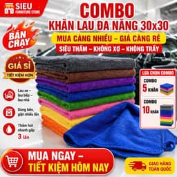 KHĂN LAU ĐA NĂNG 30X30 MICROFIBER SIÊU THẤM – LAU PHÁT KHÔ NGAY – COMBO 10 20 GIÁ HỦY DIỆT 1