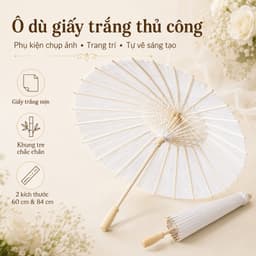 DÙ GIẤY TRẮNG CỔ TRANG DIY – Ô ĐẠO CỤ CHỤP ẢNH, DECOR TIỆC CƯỚI PHONG CÁCH CỔ ĐIỂN 5