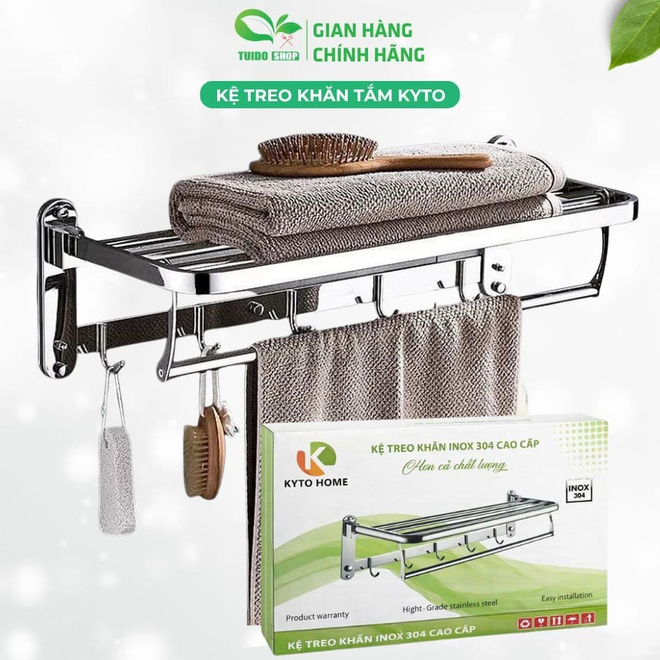 Giá Treo Khăn KYTO HOME Nhà Tắm, Vắt khăn giàn nhà tắm inox 304 - TUIDO SHOP