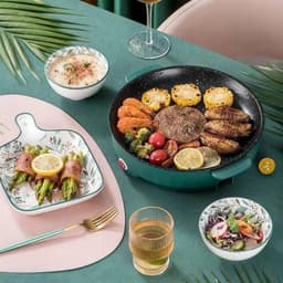 Chảo Nướng Điện Đa Năng 26cm Vân Đá Chống Dính, Bếp Nướng Điện Chống Dính, Nướng Thịt BBQ Hàn Quốc 7