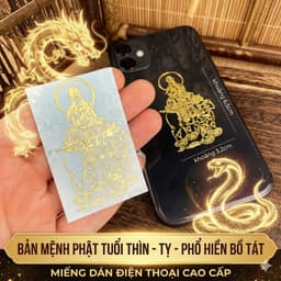 Miếng Dán Điện thoại Phật Bản Mệnh 12 Con Giáp Mạ Vàng Sang Trọng, Trang Trí Điện Thoại Ví Tiền Ý Nghĩa Bình An May Mắn 6