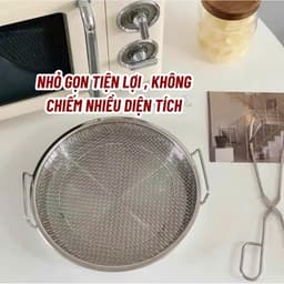 SET KHAY (ĐĨA) KÈM VỈ LƯỚI LỌC DẦU CHẤT LIỆU INOX 304 CAO CẤP, SIZE 18CM 20cm , DÙNG ĐỰNG THỰC PHẨM TIỆN LỢI CHO NHÀ BẾP 4