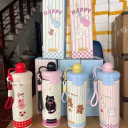 Bình nước giữ nhiệt Hello Kitty 500ml nắp chống tràn thiết kế quai xách tiện lợi mang đi học, đi làm 4