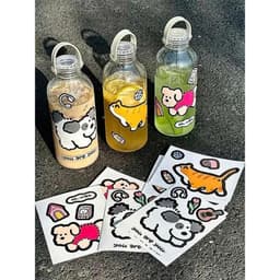 Bình Đựng Dung Tích 1000ml Nước Dễ Thương, Bình Đựng Nước Mùa Hè Có Kèm STIKER Động Vật Dễ Thương 1