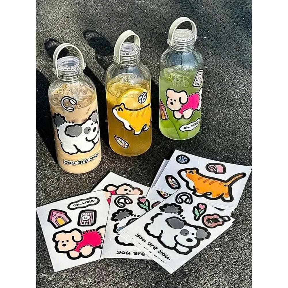 Bình Đựng Dung Tích 1000ml Nước Dễ Thương, Bình Đựng Nước Mùa Hè Có Kèm STIKER Động Vật Dễ Thương