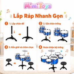 Bộ Nhạc Cụ Trống Jazz MimiToys - Đồ Chơi Âm Nhạc Có Ghế Cho Bé Trai Bé Gái 4