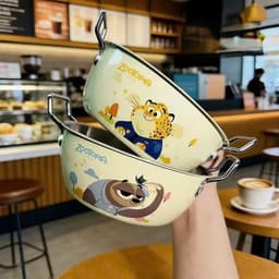 Bát Ăn Cho Bé Inox Nhật 304 Tặng Kèm Thìa, 2 Lớp Chống Nóng, Có Quai Cầm, Rơi Không Lo Vỡ 7