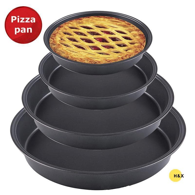 Chảo nướng bánh Pizza bằng thép Carbon chống dính H & X 10 / 11 / 12 / 14 Inch Khay tròn Dụng cụ nhà bếp