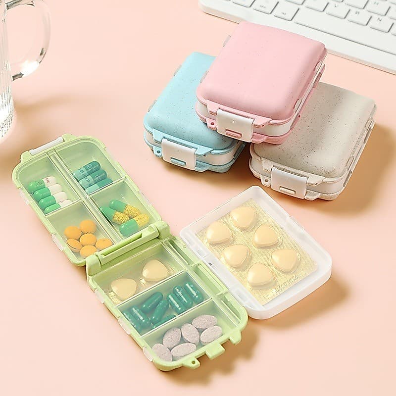 Hộp Chia Thuốc 7 Ngăn Mini Du Lịch, Hộp Đựng Thuốc & Trang Sức Nắp Kín Chống Ẩm Nhỏ Gọn