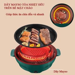 Chảo Nướng Điện Đa Năng 26cm Vân Đá Chống Dính, Bếp Nướng Điện Chống Dính, Nướng Thịt BBQ Hàn Quốc 4
