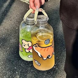 Bình Đựng Dung Tích 1000ml Nước Dễ Thương, Bình Đựng Nước Mùa Hè Có Kèm STIKER Động Vật Dễ Thương 6
