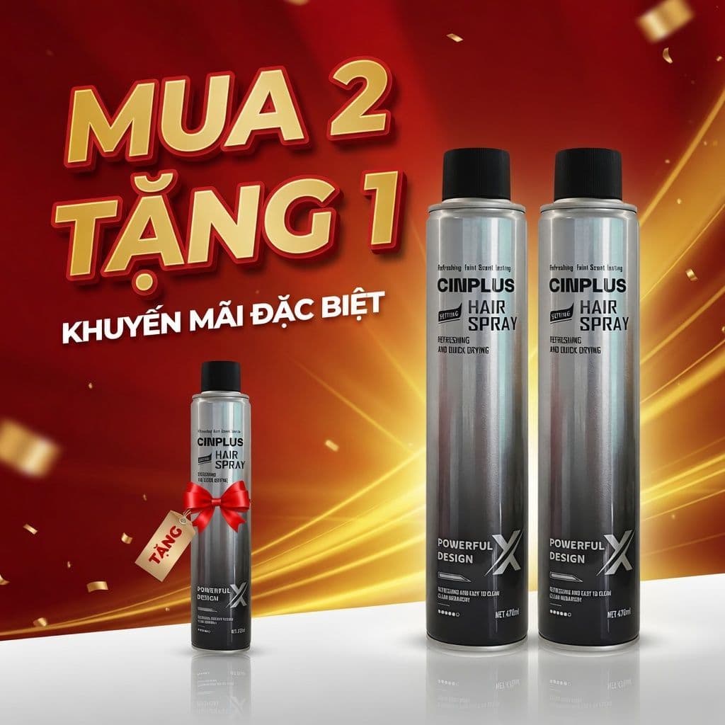 Gôm xịt giữ nếp tóc  nam, nữ CINPLUS Hair Spray X 150ml | 420ml giữ nếp 12-24h, tạo kiểu 3s