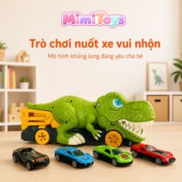 Đồ Chơi Xe Khủng Long T-Rex Nuốt Ô Tô BiboToys – Kèm Xe Con, Đồ Chơi Nhập Vai Cho Bé Từ 3 Tuổi 6